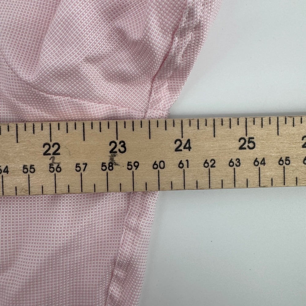David Donahue Dress Shirt Mens 16.5 36/37 Pink Trim Fit Micro Check Cotton - Picture 7 of 9